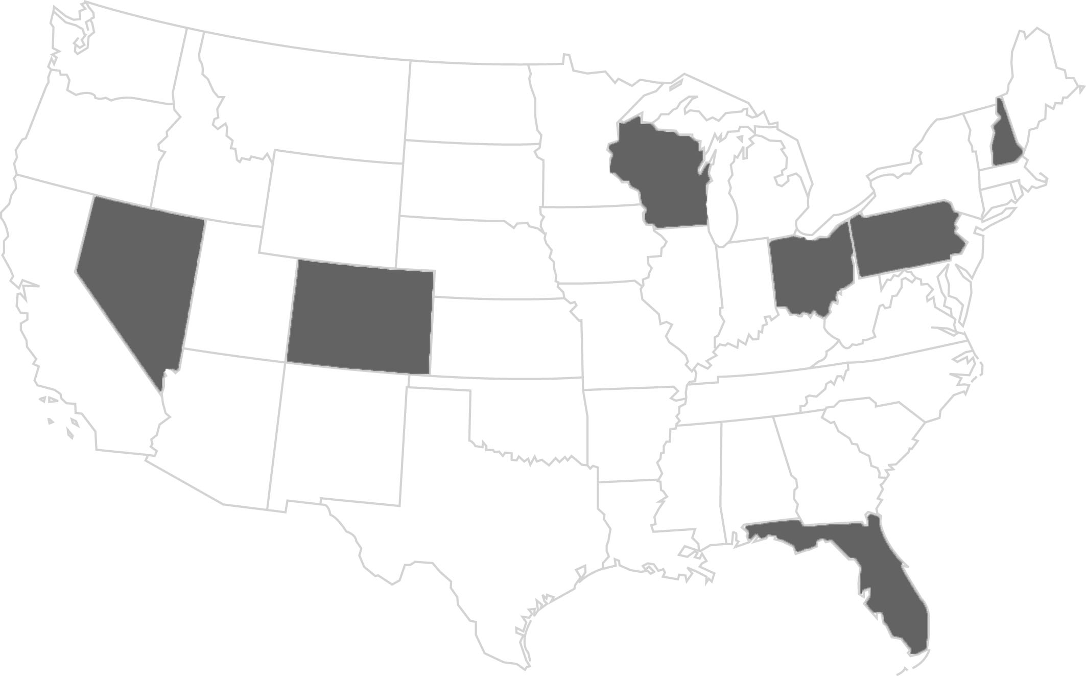 The battleground states where VoteCastr will be active on November 8.