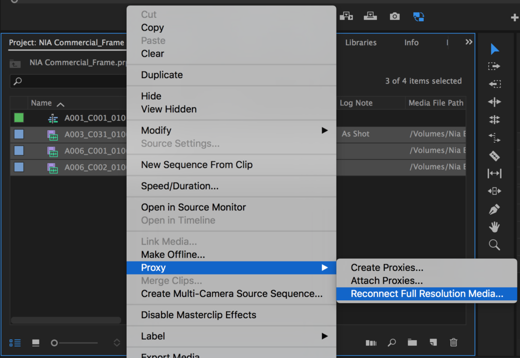 26 - Reconnect Full Res Media Context Menu
