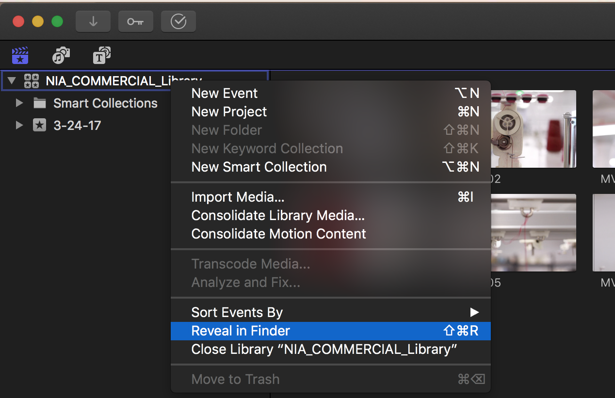 FCP X Proxies - Reveal in Finder