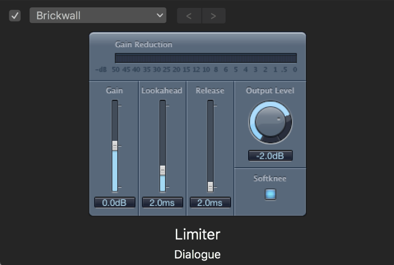Audio Spec Sheet - Final Cut Pro X Limiter