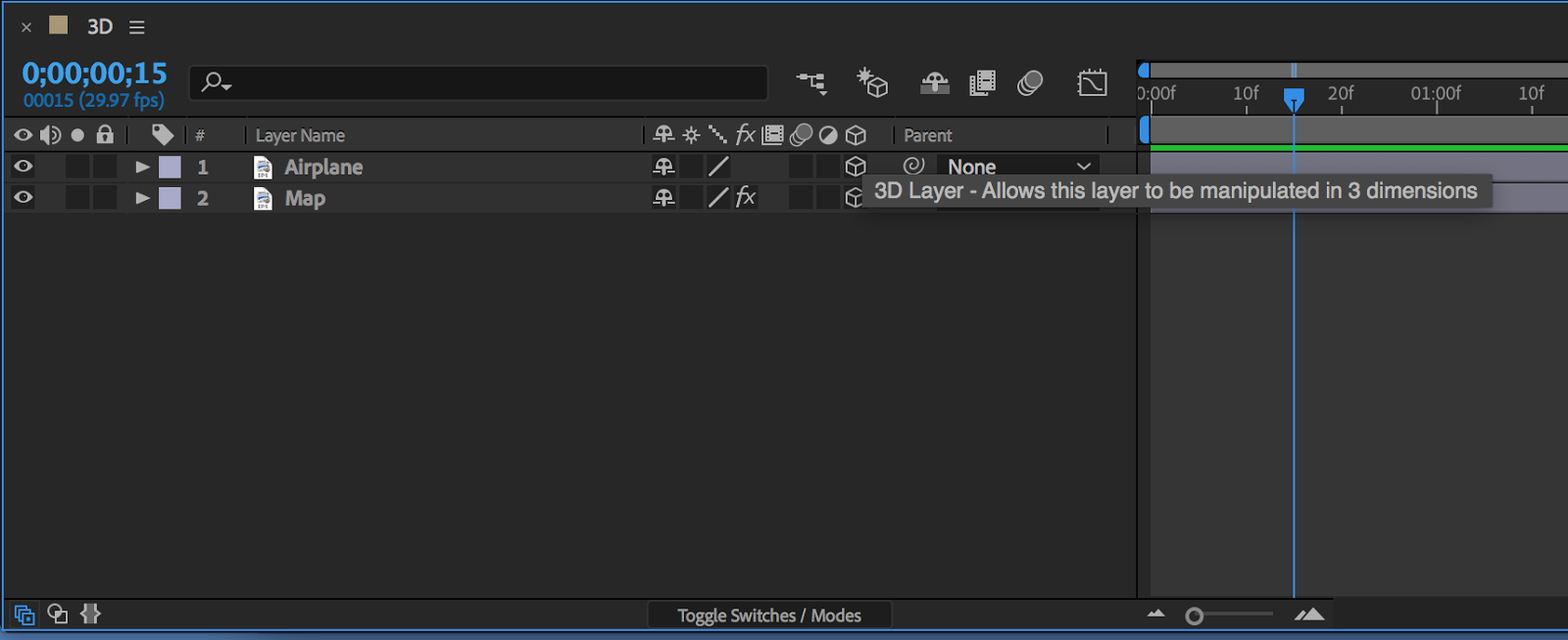 Toggle After Effects 3D layer