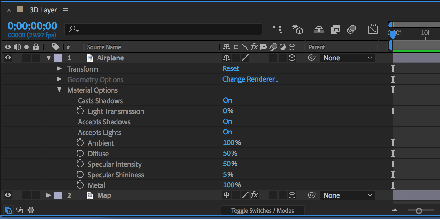 Working with After Effects 3D Layers Material Options
