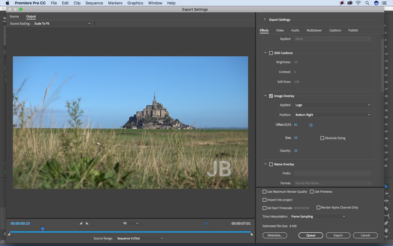 Add image overlay watermark in Premiere Pro