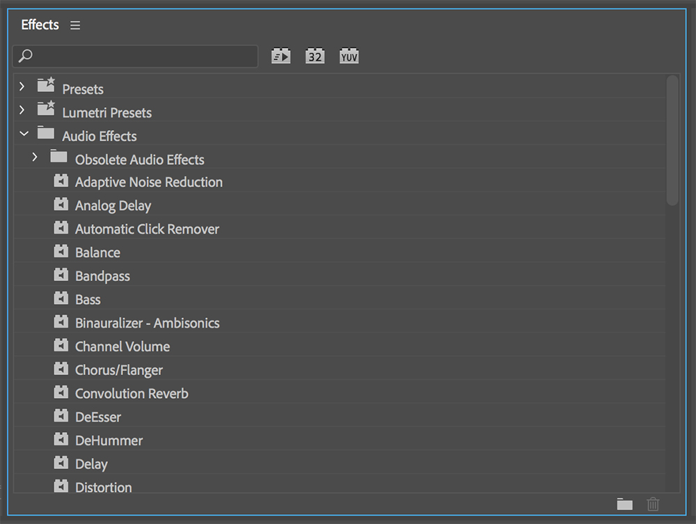 Premiere Pro Audio Tools 07 Effects Panel