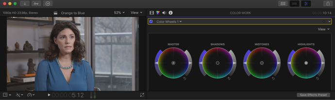 FCPX Color Grading - all wheels visible