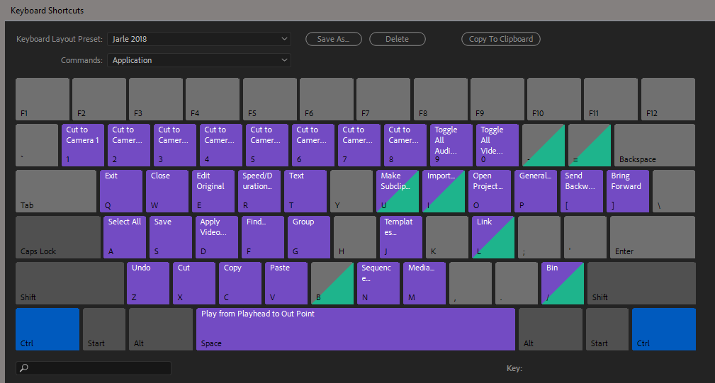 Custom key commands