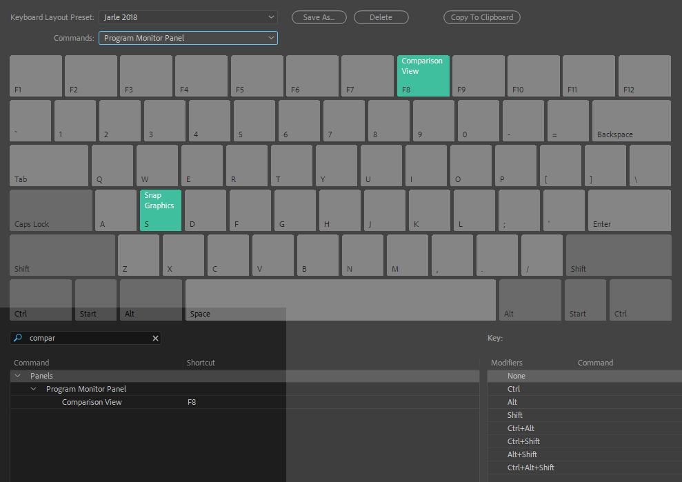 Assigning Comparison view in Premiere