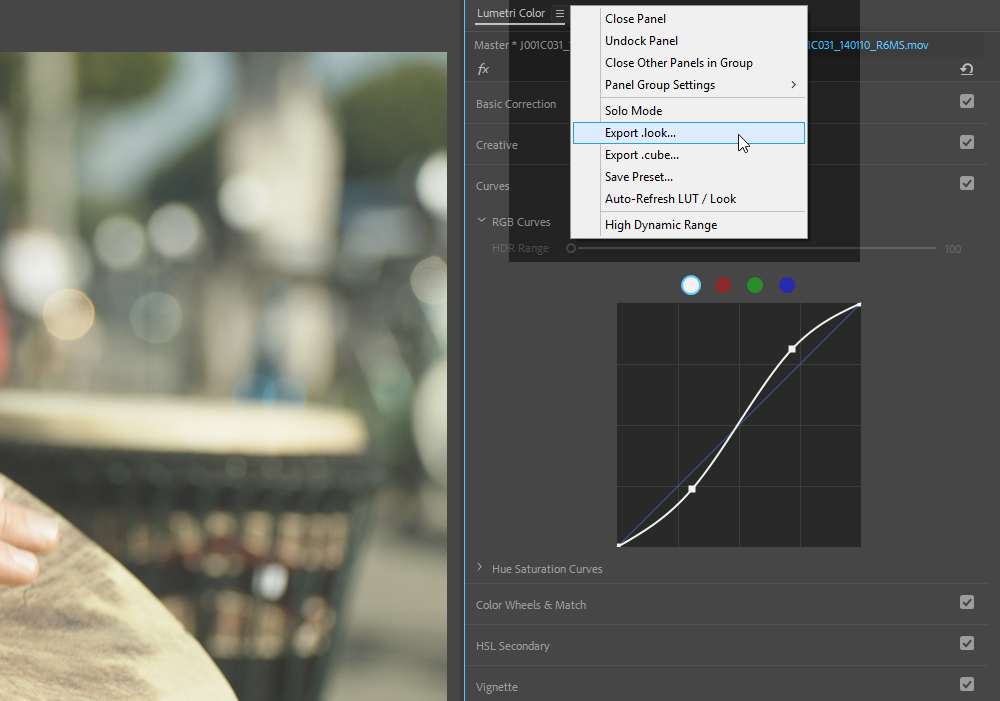 Premiere Color Correction: Export LUTs for use in other applications