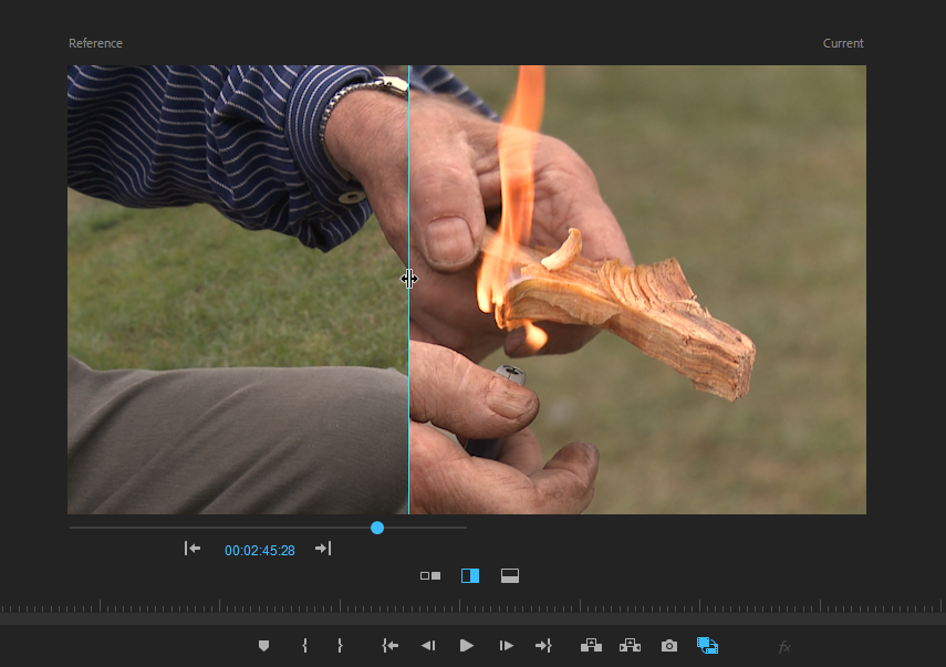 Premiere Color Correction: vertical split view