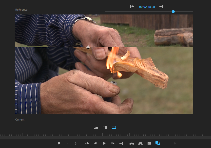 Premiere Color Correction: Horizontal split view