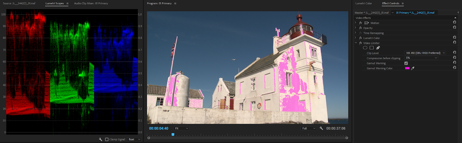 Premiere Color Correction: Compression on