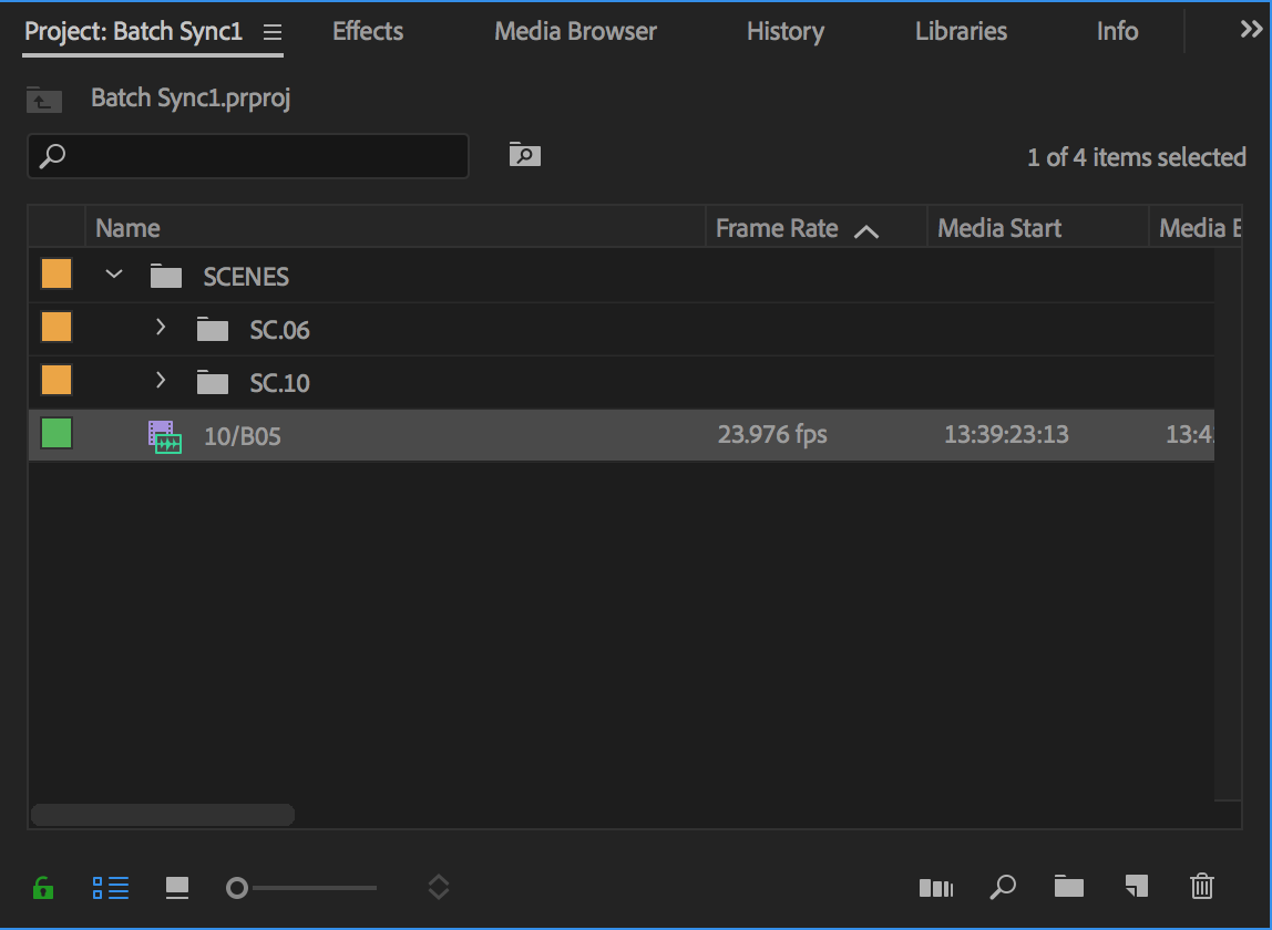 Audio sync in Premiere Pro - merged sequence in Project panel