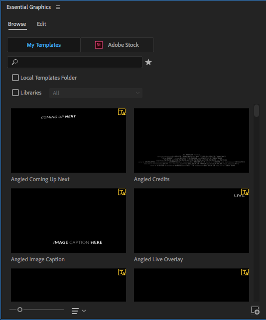 adobe premiere essential graphics templates