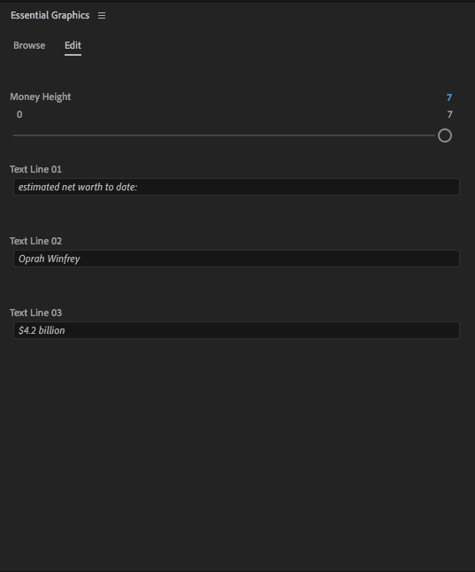 Editable fields in Essential Graphics Panel