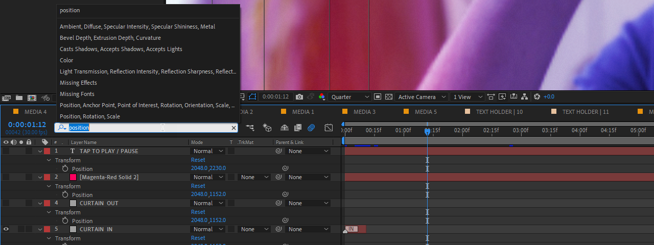 After Effects shortcuts - Find