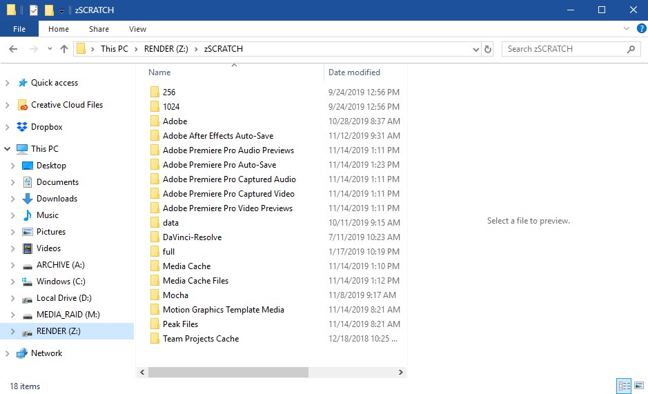 Premiere Pro Scratch Disk Explorere Window