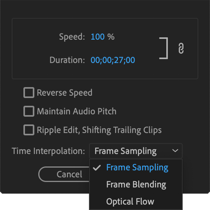 Changing Premiere Pro's interpolation setting to reduce choppy playback