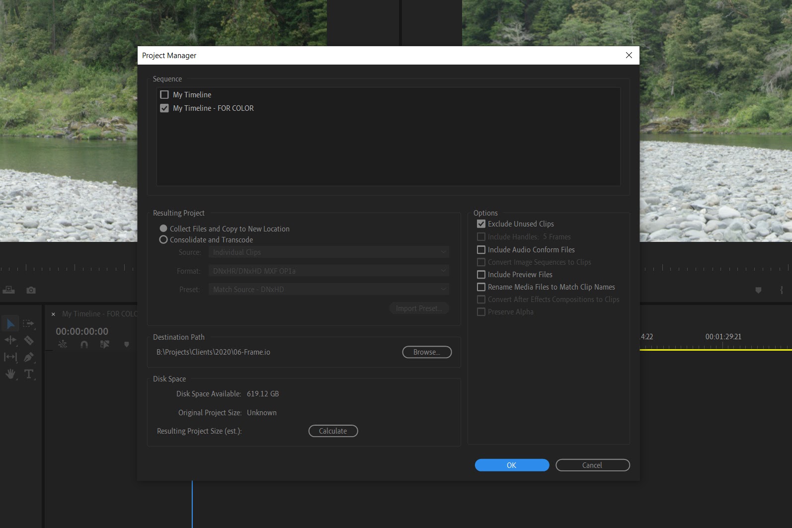 Premiere Pro Project Manager Consolidate