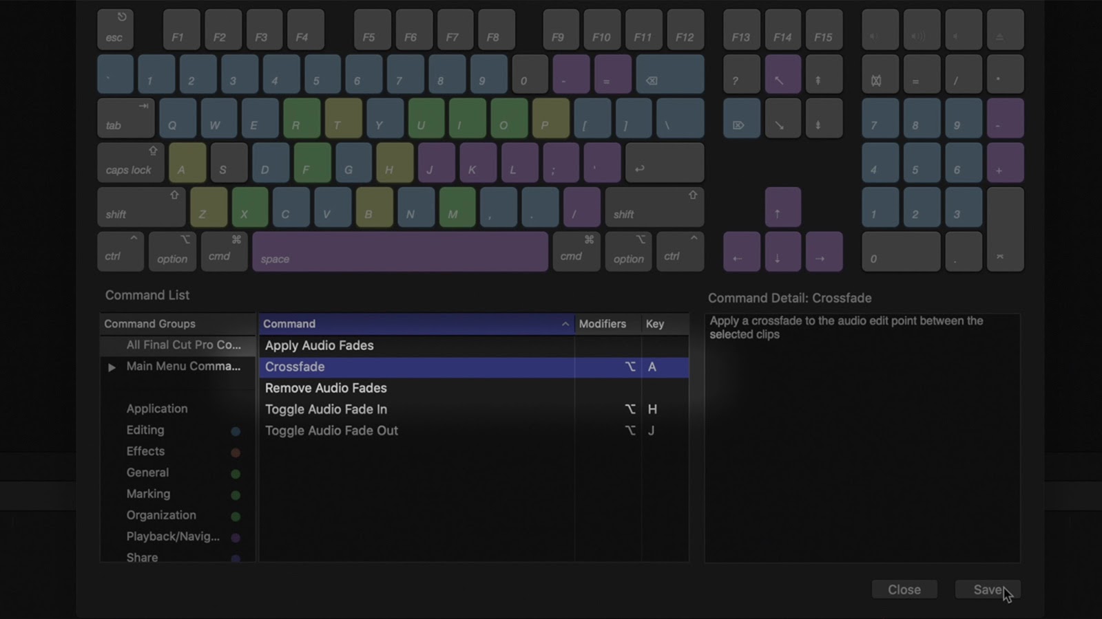 fcpx one key audio crossfade