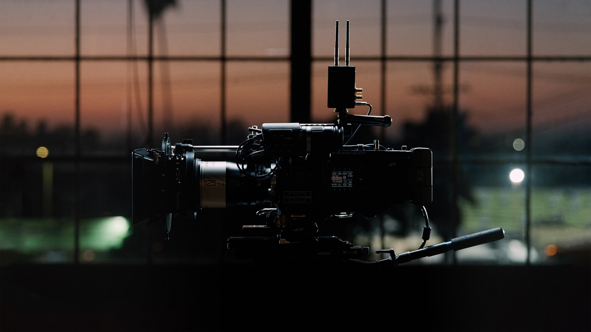 Panavision broadcast camera in silhouette