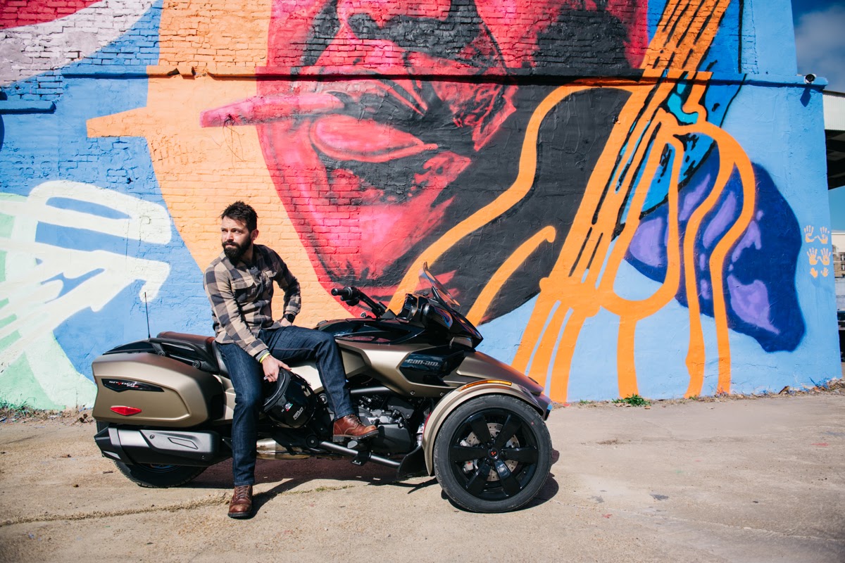 Clint Carter sitting on the Can Am Spyder in Mississippi