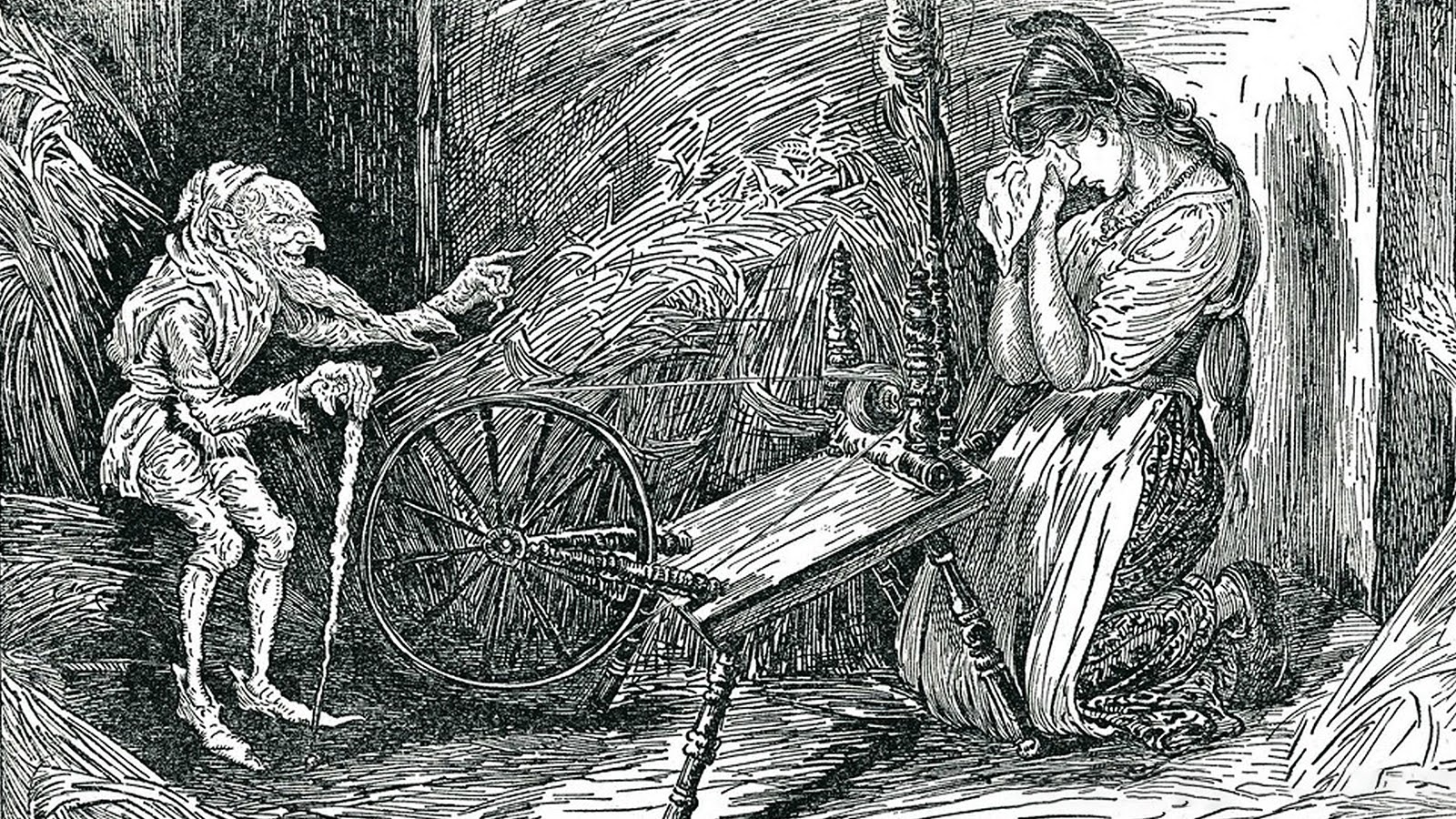 Louis Rhead illustration of Rumpelstiltskin from Grimms' Fairy Tales