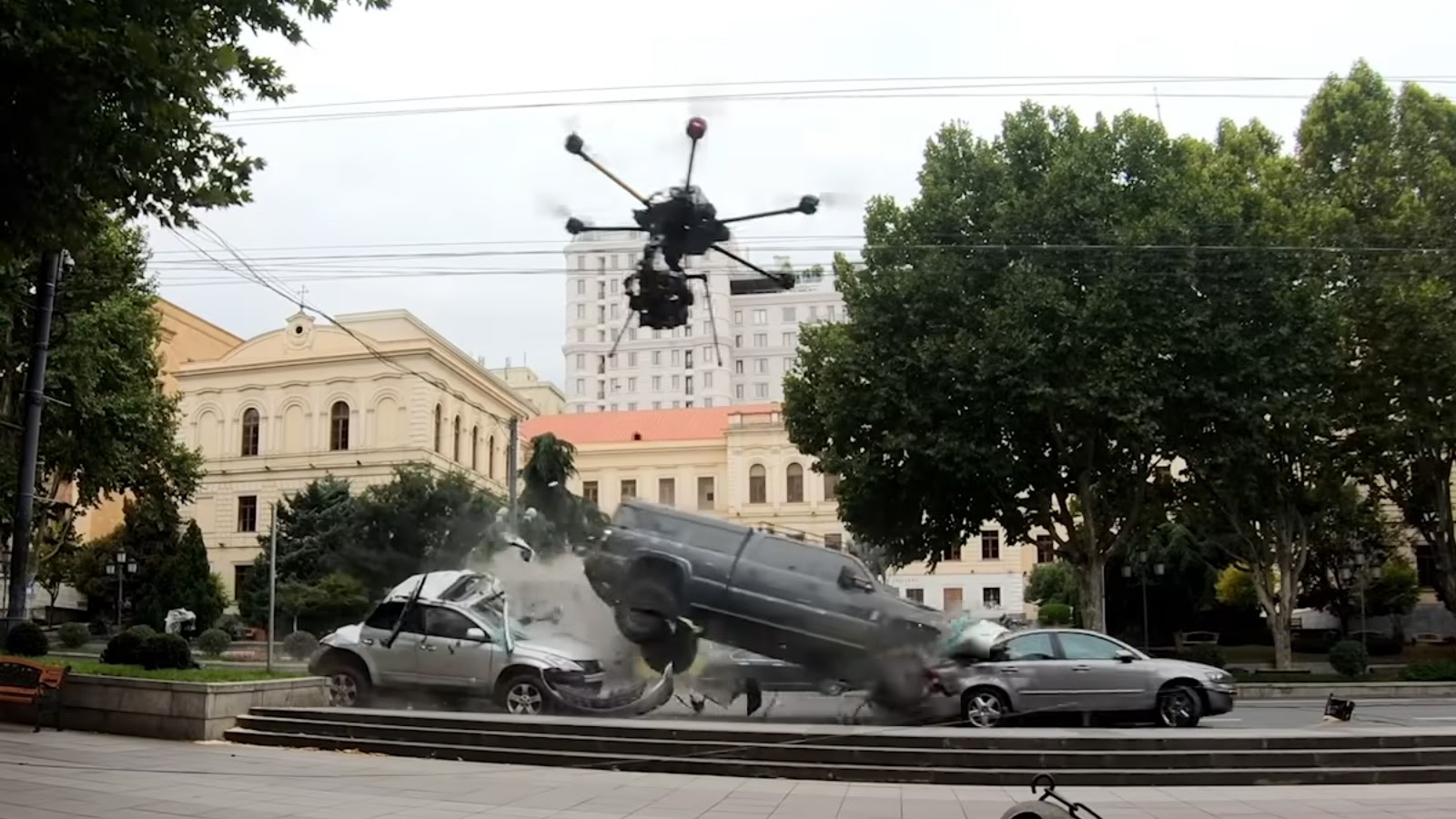 Hexacopter camera platform capturing the action