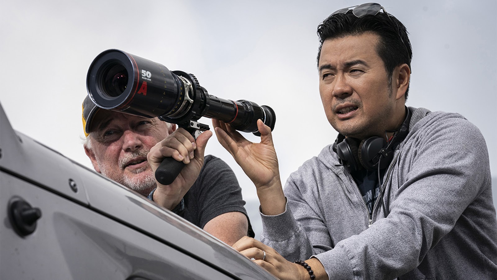 F9 director Justin Lin with viewfinder