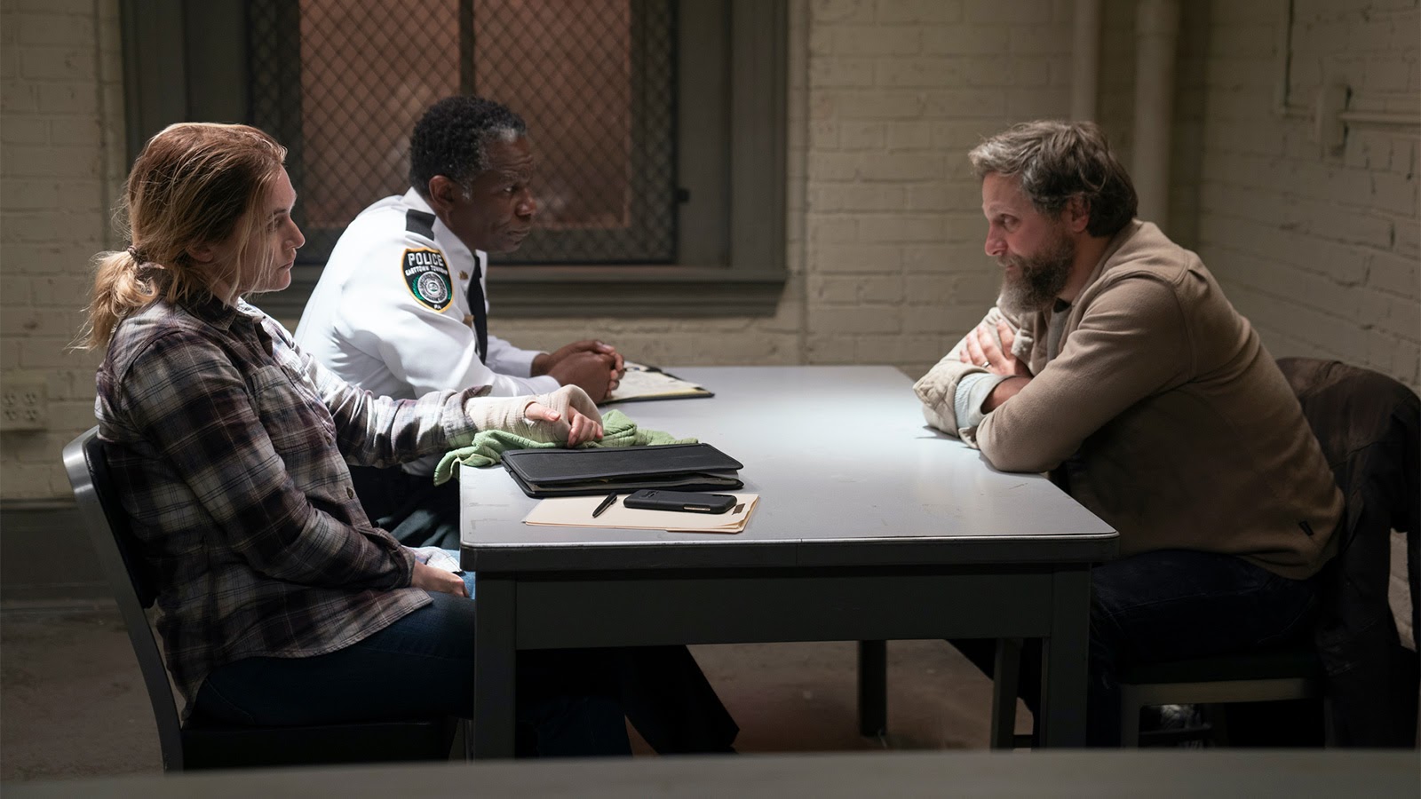 Interrogation room scene from Mare of Easttown