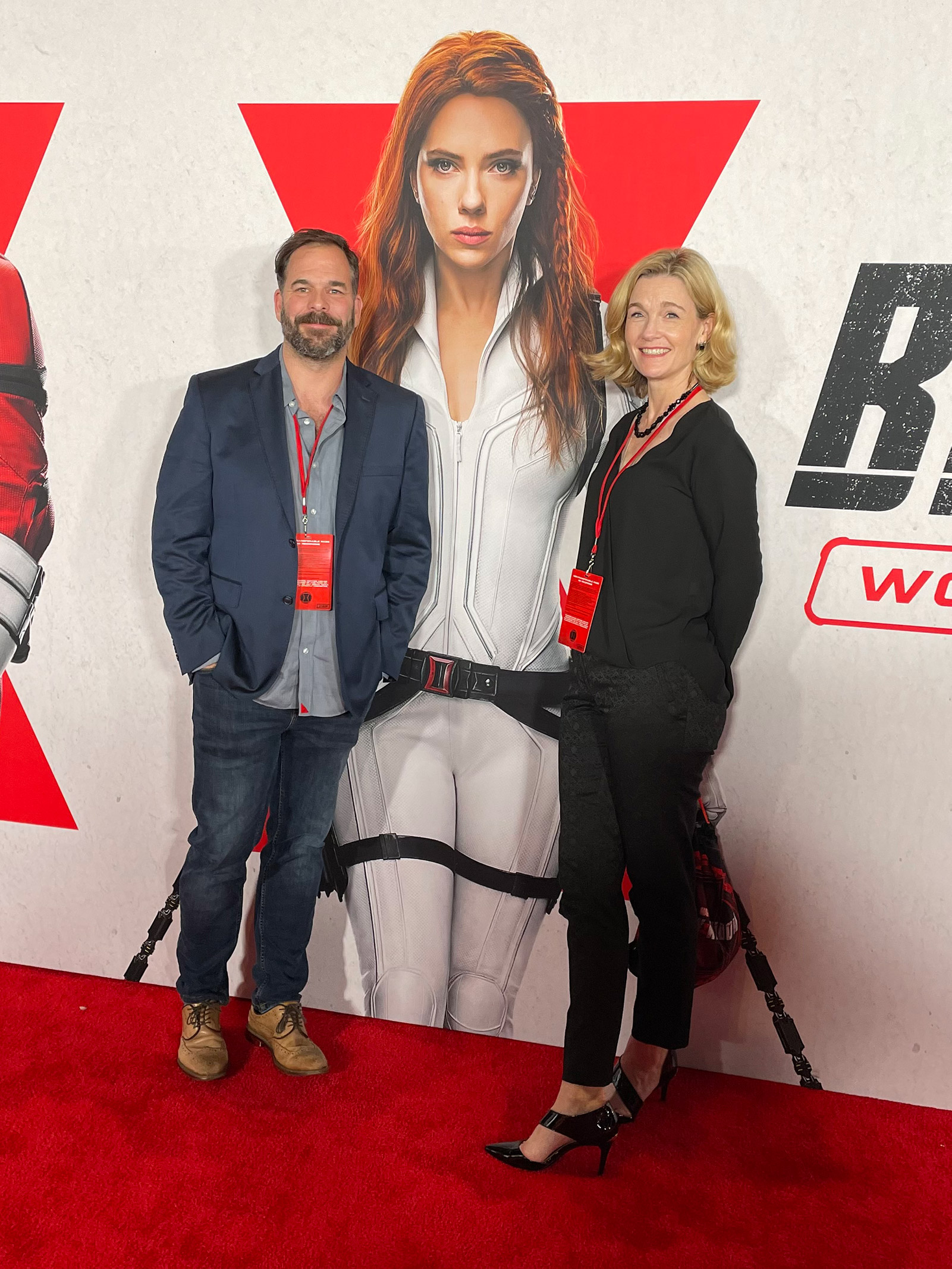 Editors Leigh Folsom Boyd, ACE, and Matthew Schmidt at the premiere of "Black Widow"