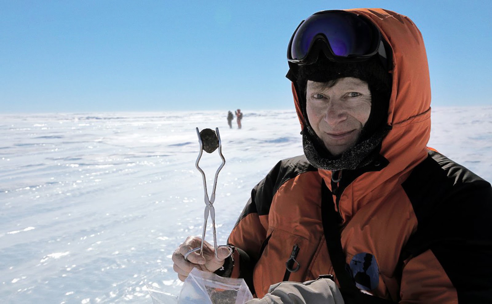 Oppenheimer with a meteorite in Antarctica