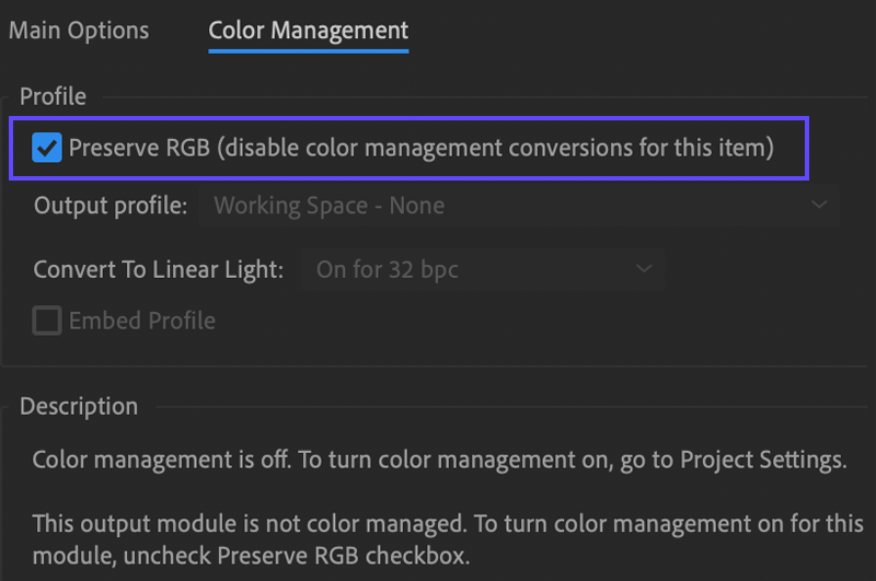 Make sure that Preserve RGB is enabled in After Effects Color Management settings.