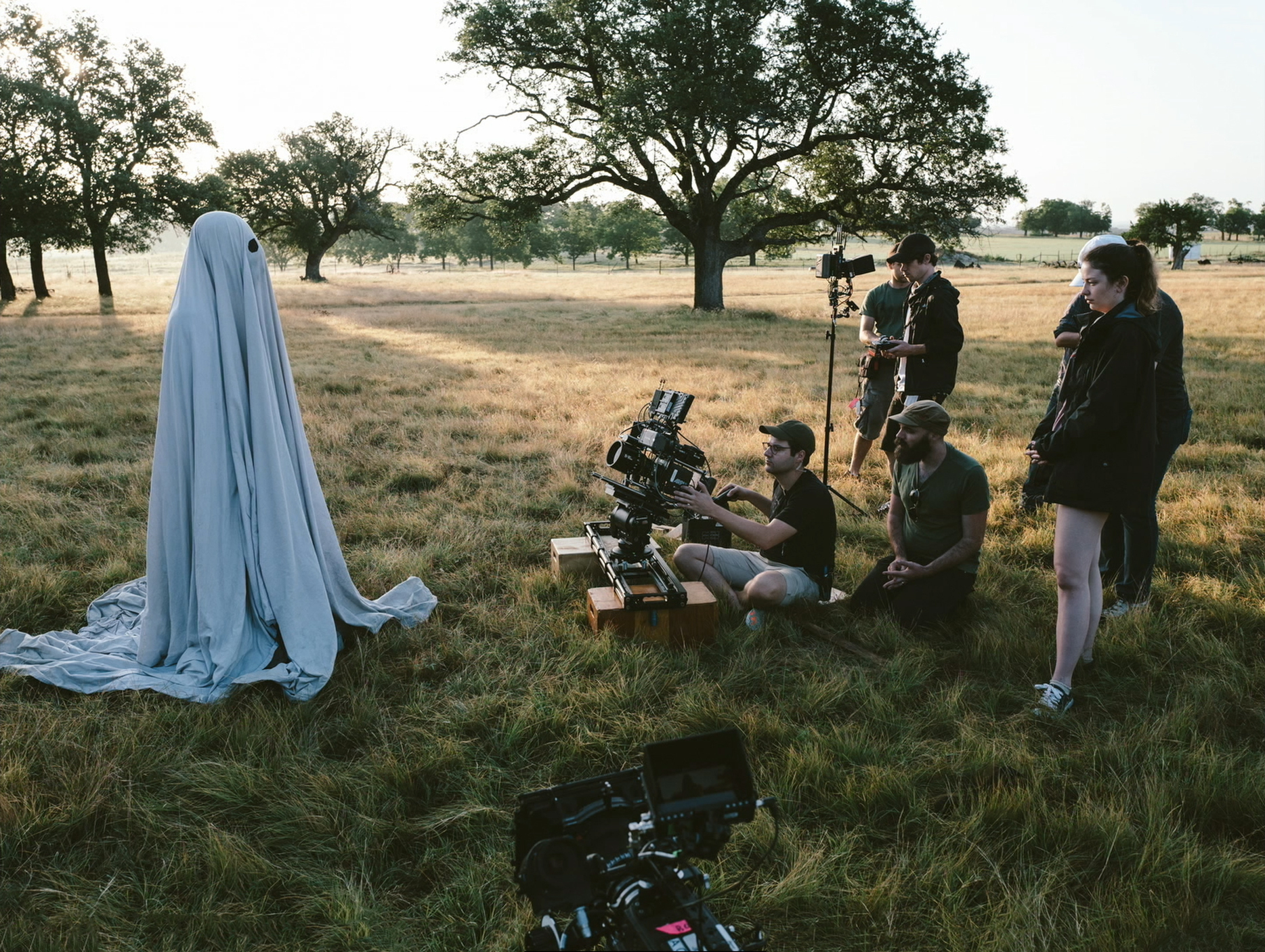 David Lowery and crew shooting "Ghost Story"