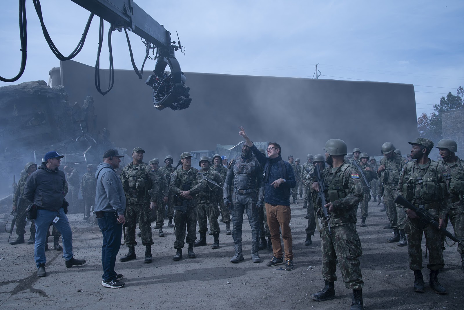James Gunn directs extras with crane camera in The Suicide Squad