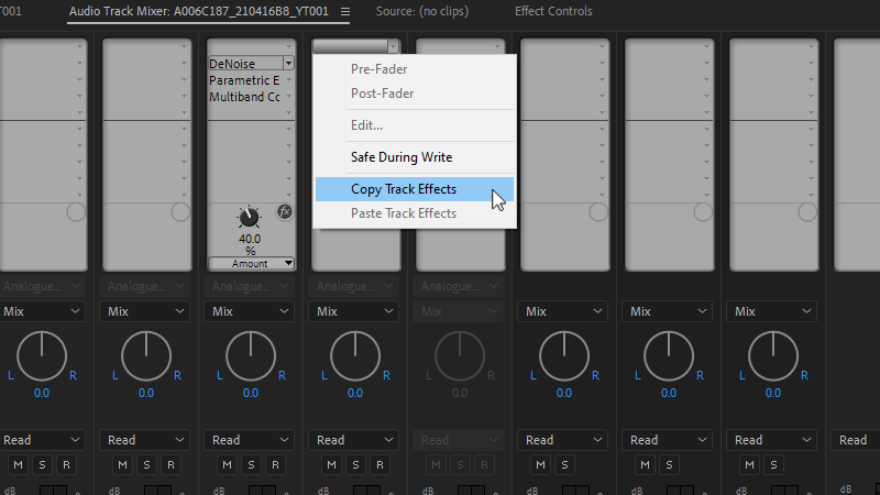 Right-click on the effects stack you want to copy and select Copy Track Effects