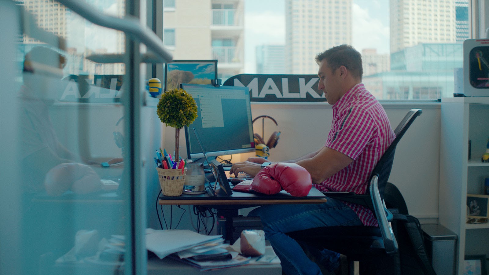 Jeff Frommer, president of MALKA, at his desk in New Jersey.