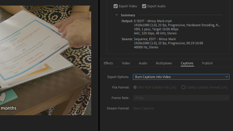 Open captions can be “burned in” to your video on export