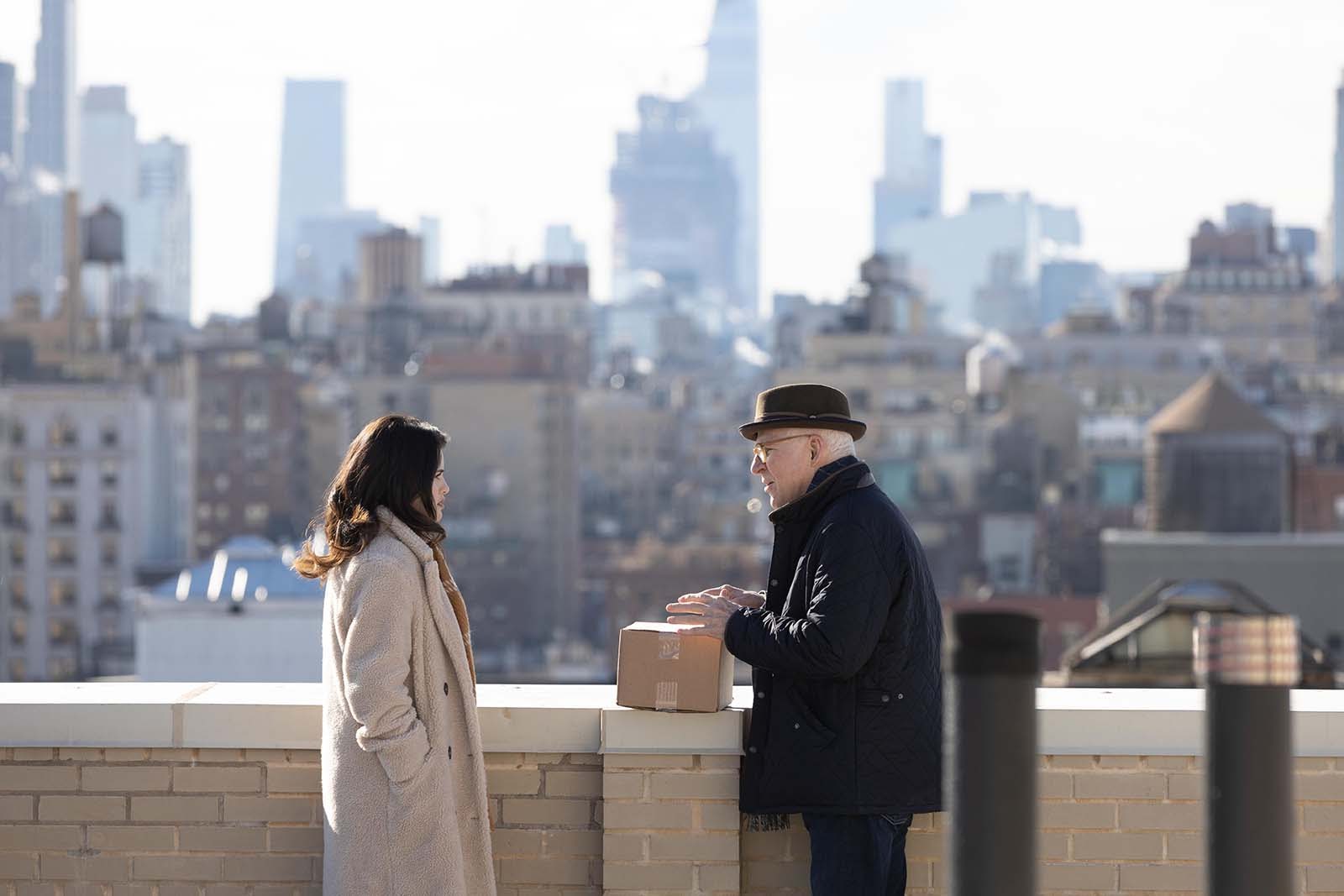 Mabel More (Selena Gomez) and Charles-Haden Savage (Steve Martin) indulge in some rooftop sleuthing. Image © Hulu