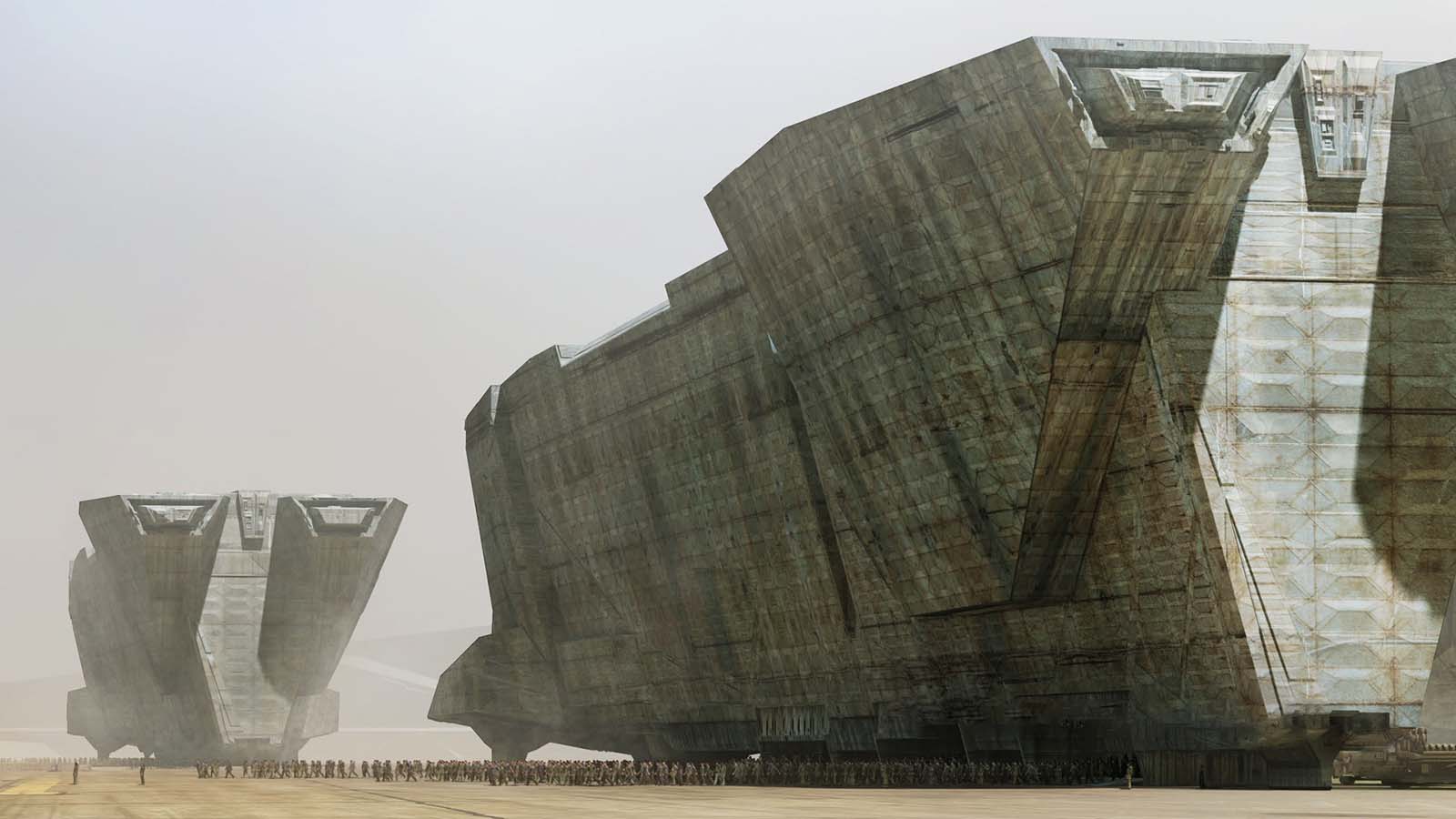 Concept art for Dune’s massive cargo ships…