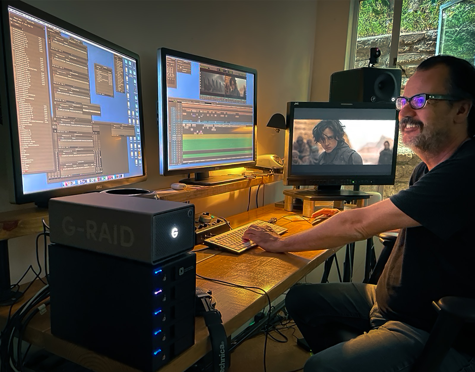 Joe Walker with his home-based edit workstation. 