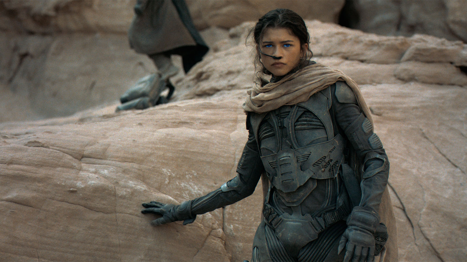 Chani, played by Zendaya, appears in Paul’s dreams before they meet on the planet Arrakis. Image © Warner Bros.