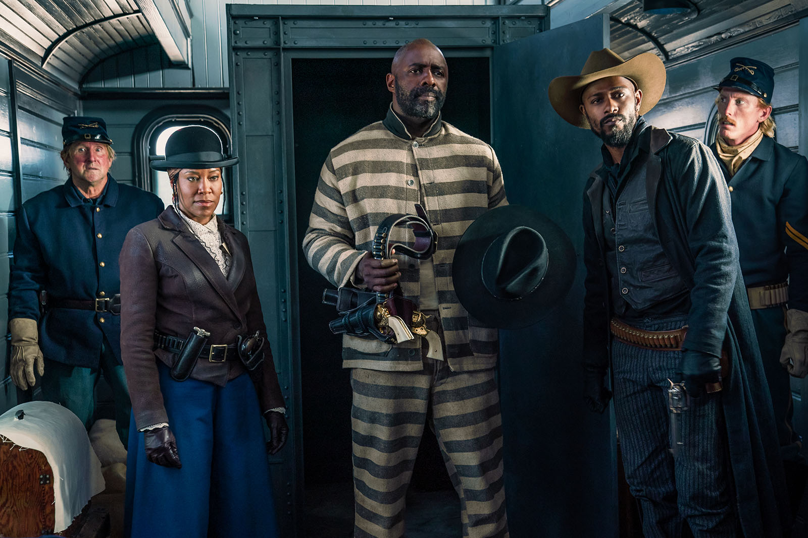 Rufus Buck (Idris Elba) tastes freedom in The Harder They Fall. Image © Netflix