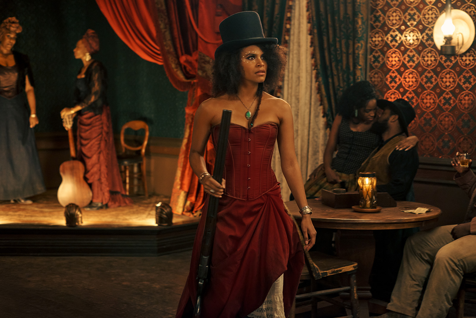 Zazie Beetz as Stagecoach Mary in The Harder They Fall. Image © Netflix