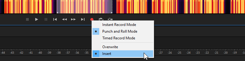 Select Insert if you want to add new audio instead of replacing an existing segment.