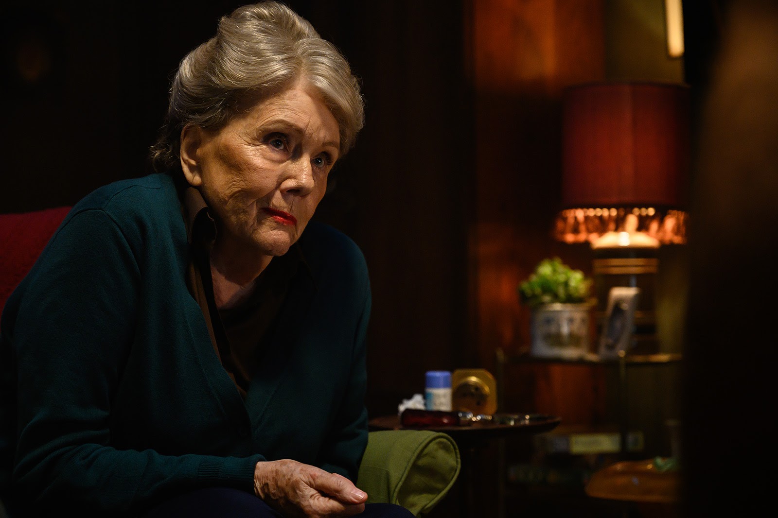 The late Dame Diana Rigg as Ms. Collins in Last Night in Soho. Image © Focus Features