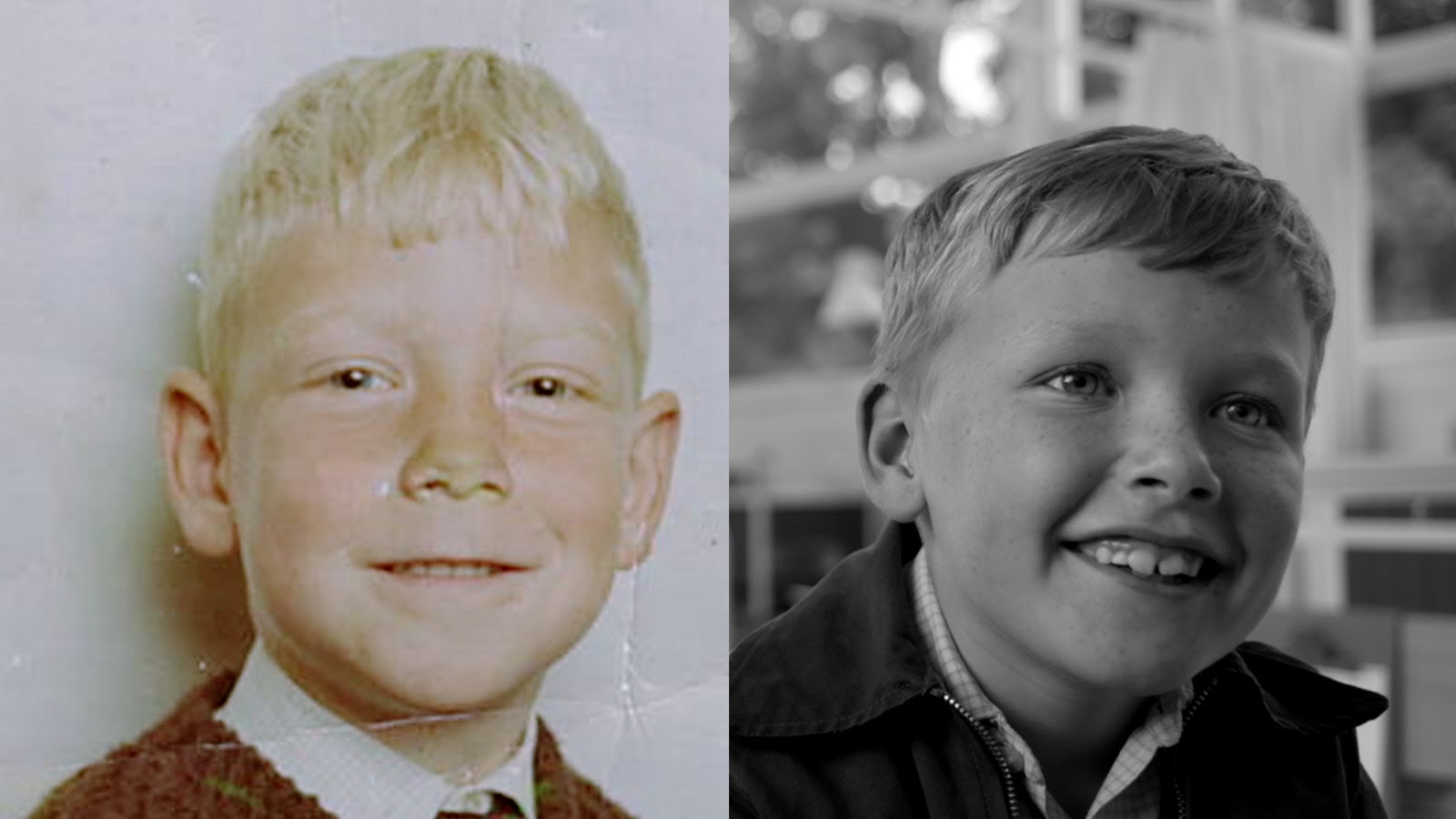 Kenneth Branagh as a child alongside Jude Hill, who plays Buddy in Belfast.