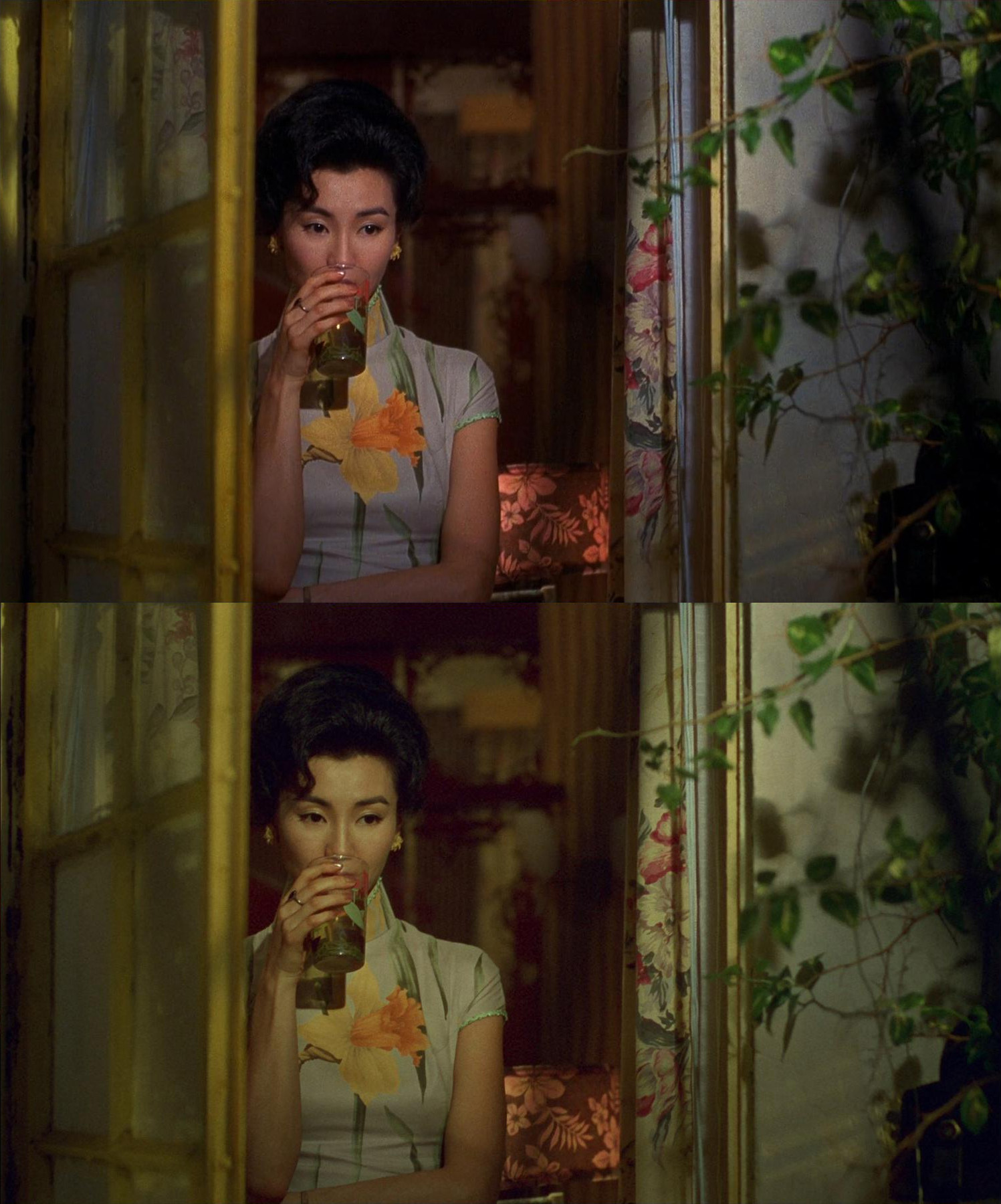 The original In the Mood for Love (top) offers a brighter, more saturated look than the remastered version. Images © Block 2 Pictures