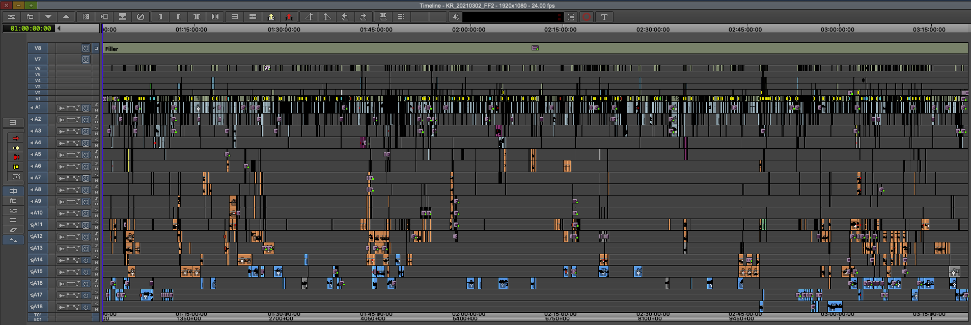 Avid timeline of director’s cut screening version of King Richard.