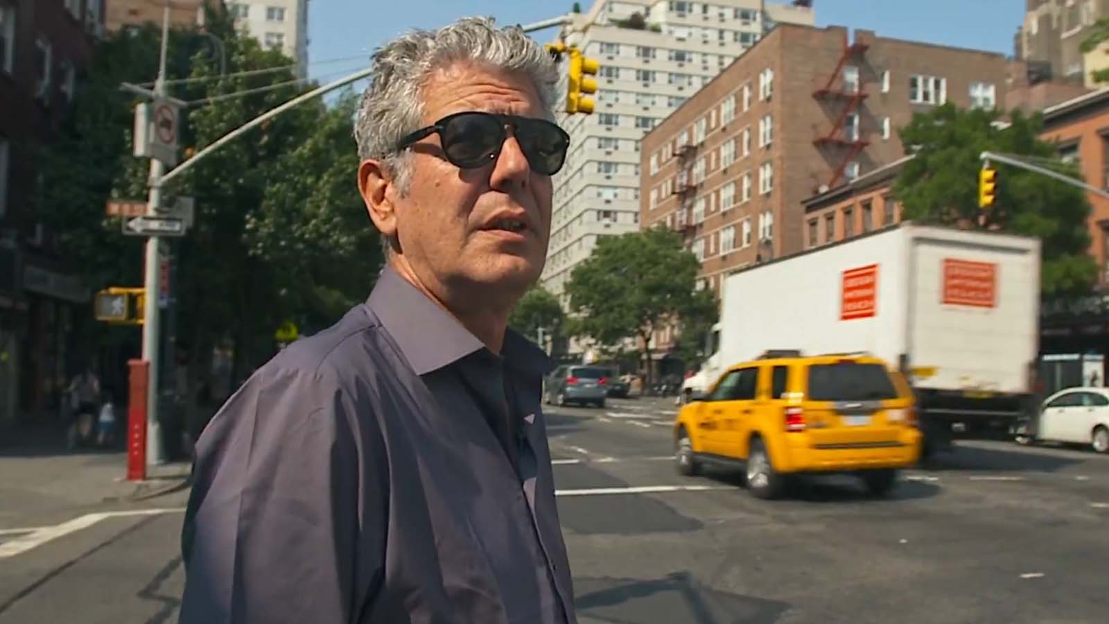 Anthony Bourdain walks the streets of New York. Image © Focus Features