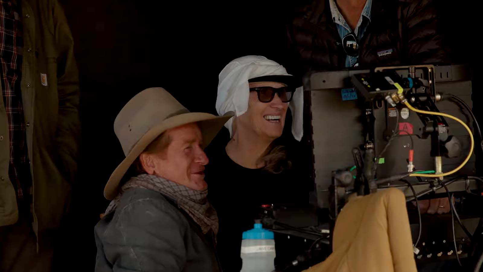 Jane Campion watches the monitor on location for The Power of the Dog. Image © Netflix
